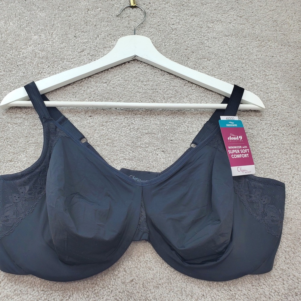 Olga Minimizer Bra Women 40DDD Black NEW Cloud 9 Underwire Super Soft GI8961A